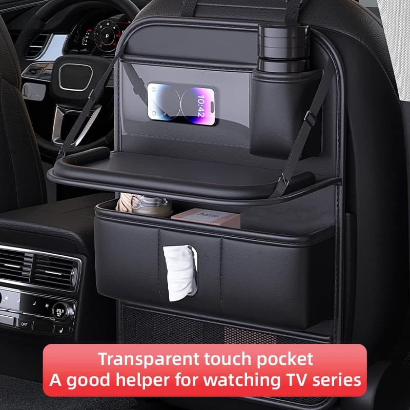 Car Seat Back Organizer for Kids with Foldable Tray Multi-Pocket Storage Bag Wear-Resistant Anti-Kick Pad Backseat Organization